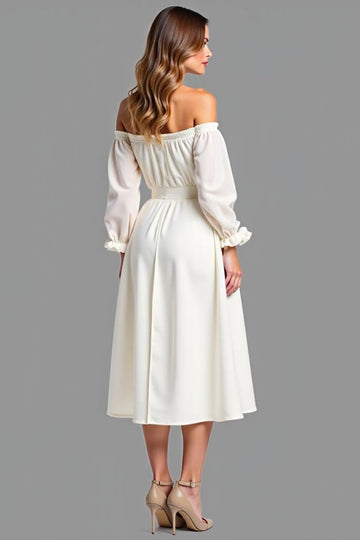 Robe de graduation blanche A Line Off The Shoulder